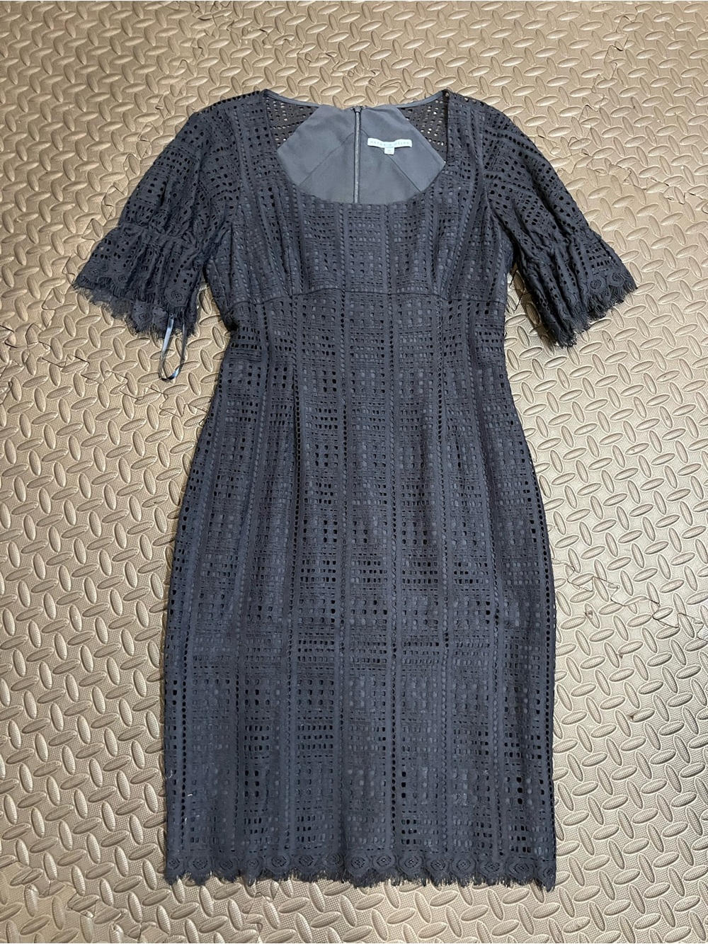 ANTONIO MELANI Black Eyelet Lace Midi Dress